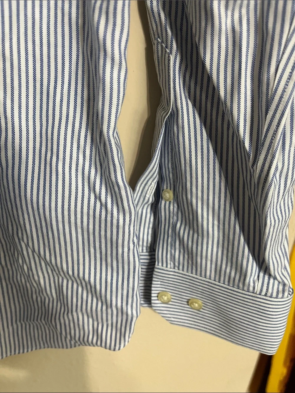 Banana Republic Men's Blue and White Pinstripe Dress Shirt